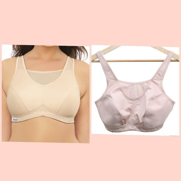 Glamorise Women's Plus Size Hi-Impact Sports Bra Underwire Beige Size 36D US - Picture 1 of 9